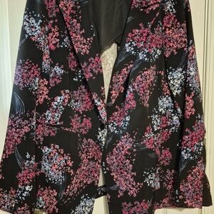 Lane Bryant Black Blazer with Pink and Blue Floral Pattern